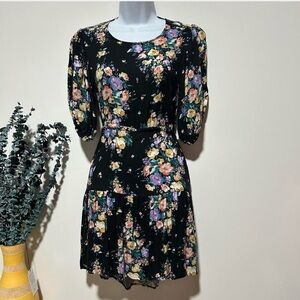 O’Neill Floral Open Back Black Floral Mini Dress NWT